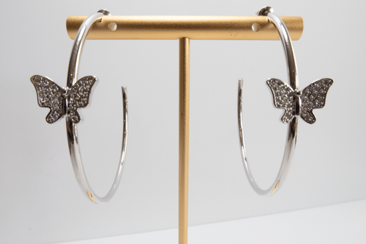 B-Fly Hoop Earrings - Silver